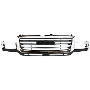 New Grille Assembly For 2003-2007 GMC Sierra 2500 Chrome Shell with Painted Black Insert Plastic GM1200568