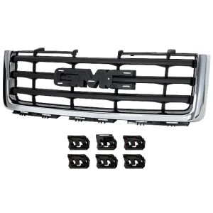 New Grille Assembly For 2007-2013 GMC Sierra 1500 Chrome Shell with Painted Black Insert Plastic GM1200573